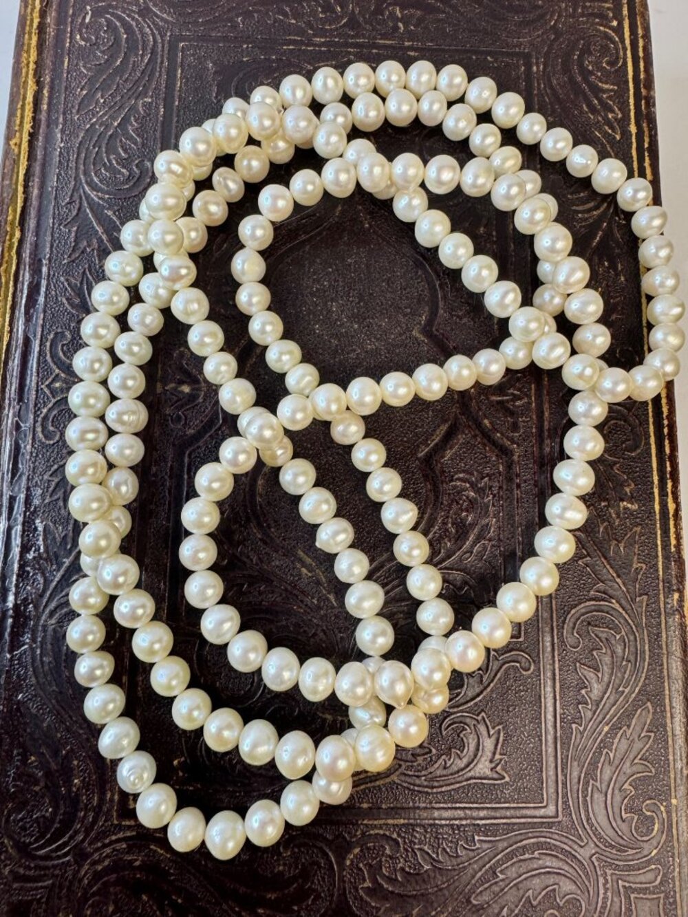 Vintage 1950s Akoya Pearl Opera Necklace 8mm 52” 182 Pearl Strand - Picture 5 of 7